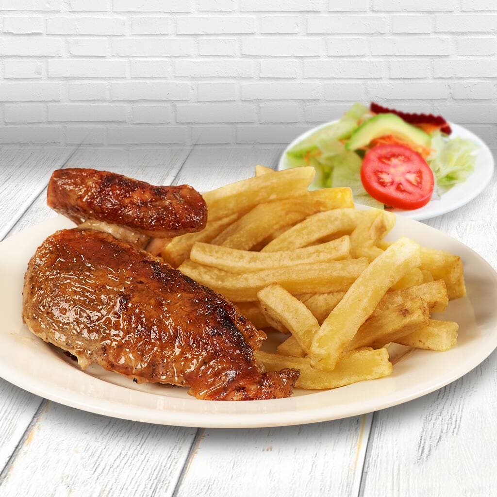 1/4 de Pollo+papas+ensalada