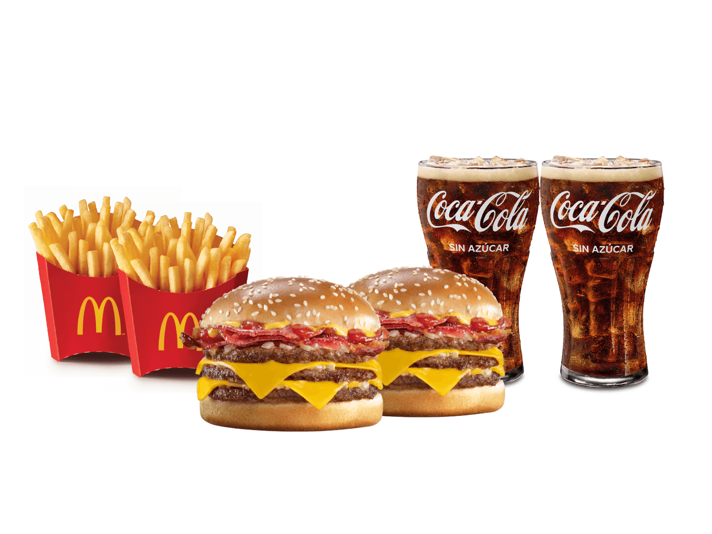 2 Triple con Bacon, 2 McPapas® Medianas y 2 Bebidas Medianas