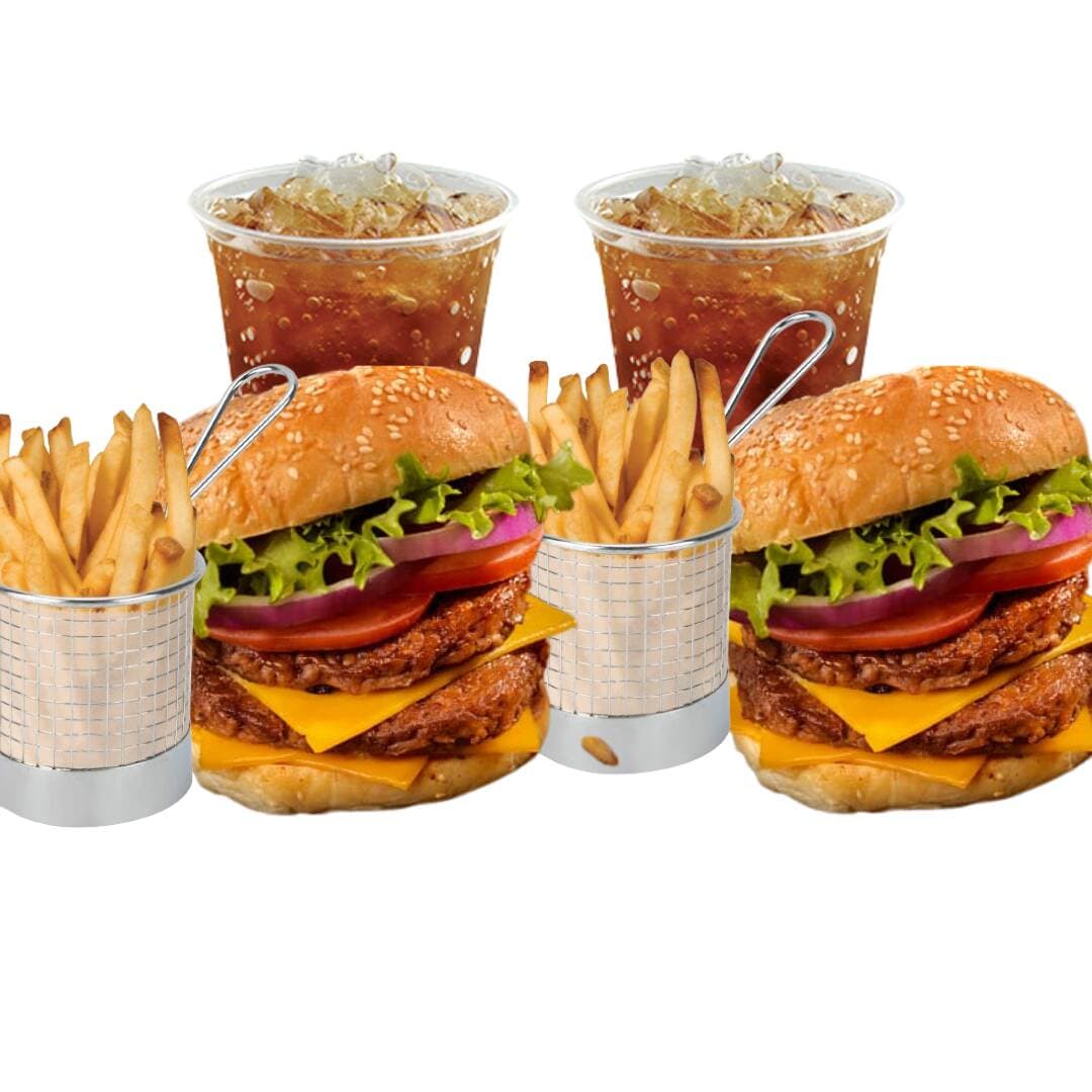 2 Hamburguesas Dobles + Papas + Mr Tea