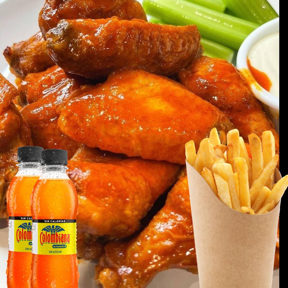 Alitas BBQ Miel X12 más 2 Gaseosas 250 Ml