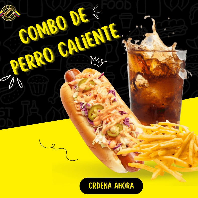 Perro Caliente + Papas + Té Frío