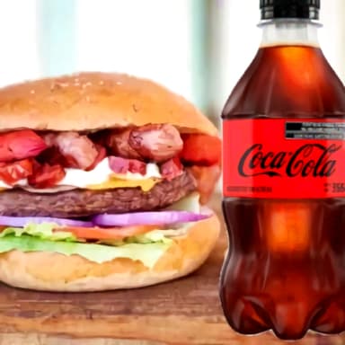 Hamburguesa Jamón Salchicha + Coca Cola 355ml Zero