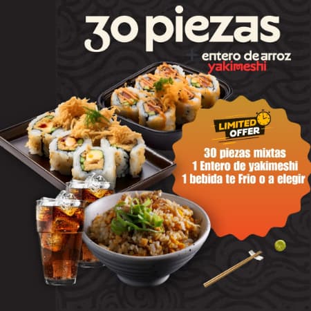 30 PIEZAS + 1 ENTERO CANTONES + 1 TE FRIO