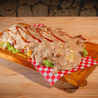Patacon en salsa de Chanpiñones