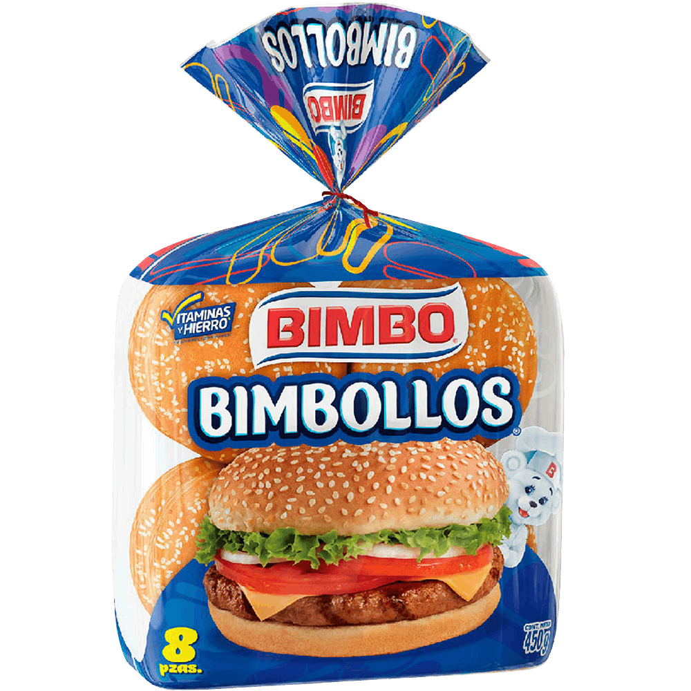 PAN PARA HAMBURGUESA BIMBOLLOS BIMBO 450 GR BOLSA