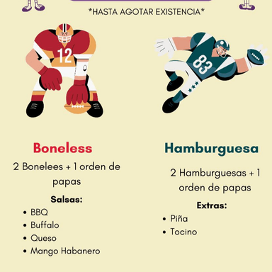 Combo NFL Boneless (elige tus salsas favoritas)