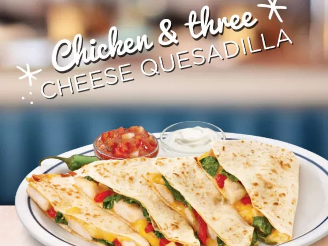 Chicken and three-cheese quesadilla