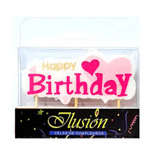 Vela Happy Birthday Estrella Rosado 1 ud
