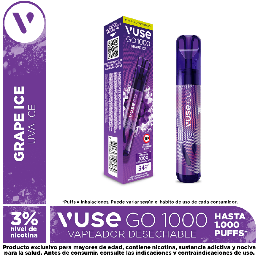 Vuse go 1000 grape ice v-pro 34 mg/ml
