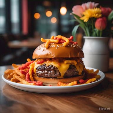 HAMBURGUESA DE CHETOS FLAMING HOT