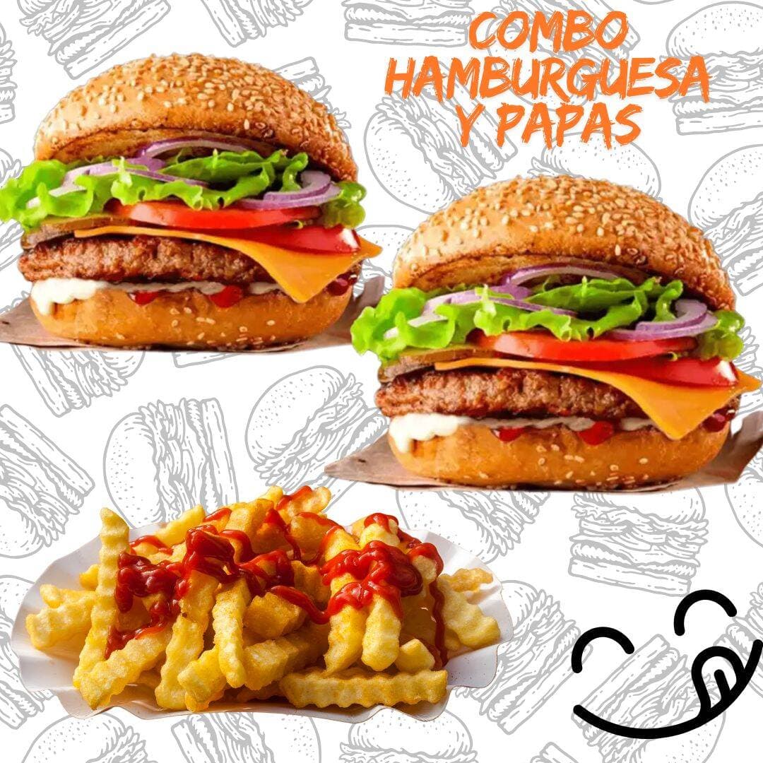 Combo 2 hamburguesa y Papas
