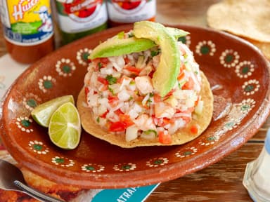 Tostada de ceviche de camaron