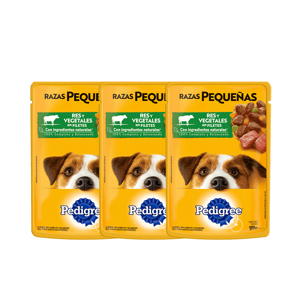 3 PEDIGREE Raza Peq Res y Vegetales 100gr