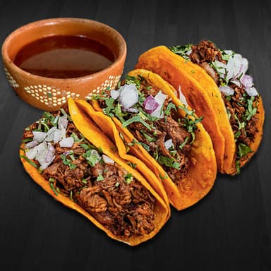 3 Tacos Adobados de Maciza + Consomé Gratis