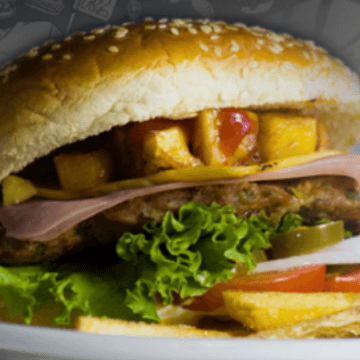 Hamburguesa Hawaiana con Papas