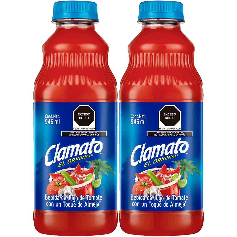 2 Jugo Clamato 946 ml bote tomate y almeja