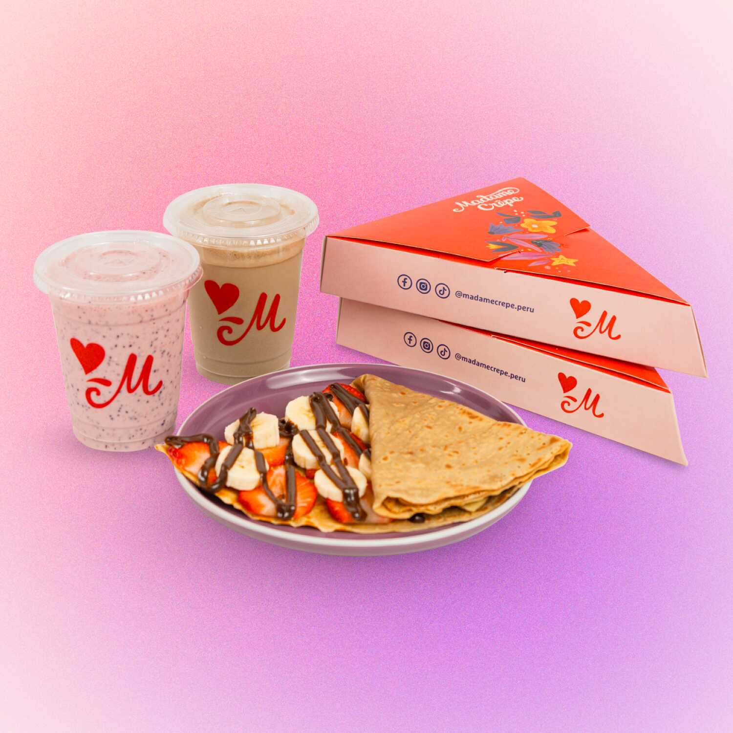 Combo para Dos: 2 Crepes más 2 Shakes 12 oz
