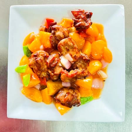 Pollo en Trozos con Durazno a la Carta