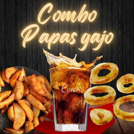 Papas de Gajo + Aros de Cebolla + Refresco