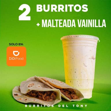 Combo 2 Burritos + Malteada Vainilla CH