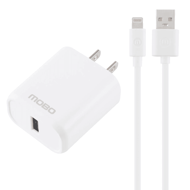 KIT PARA IPHONE, CUBO 2A + USB LIGTHNING BLANCO