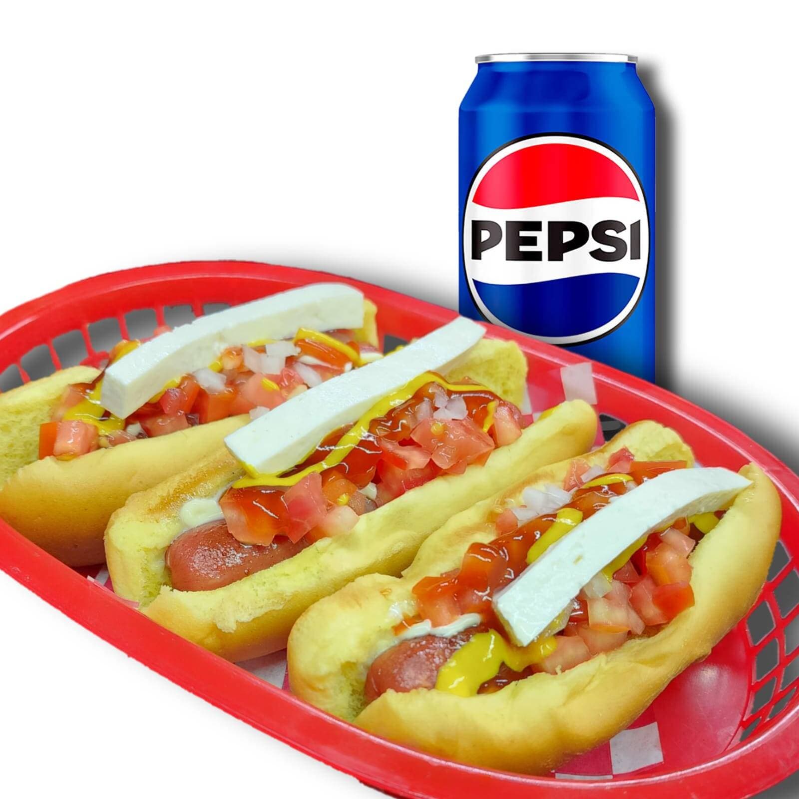 Combo 3 Hot Dogs + 1 Refresco a Tu Eleccion