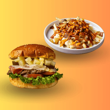 Hamburguesa Aloha + Papas Mako