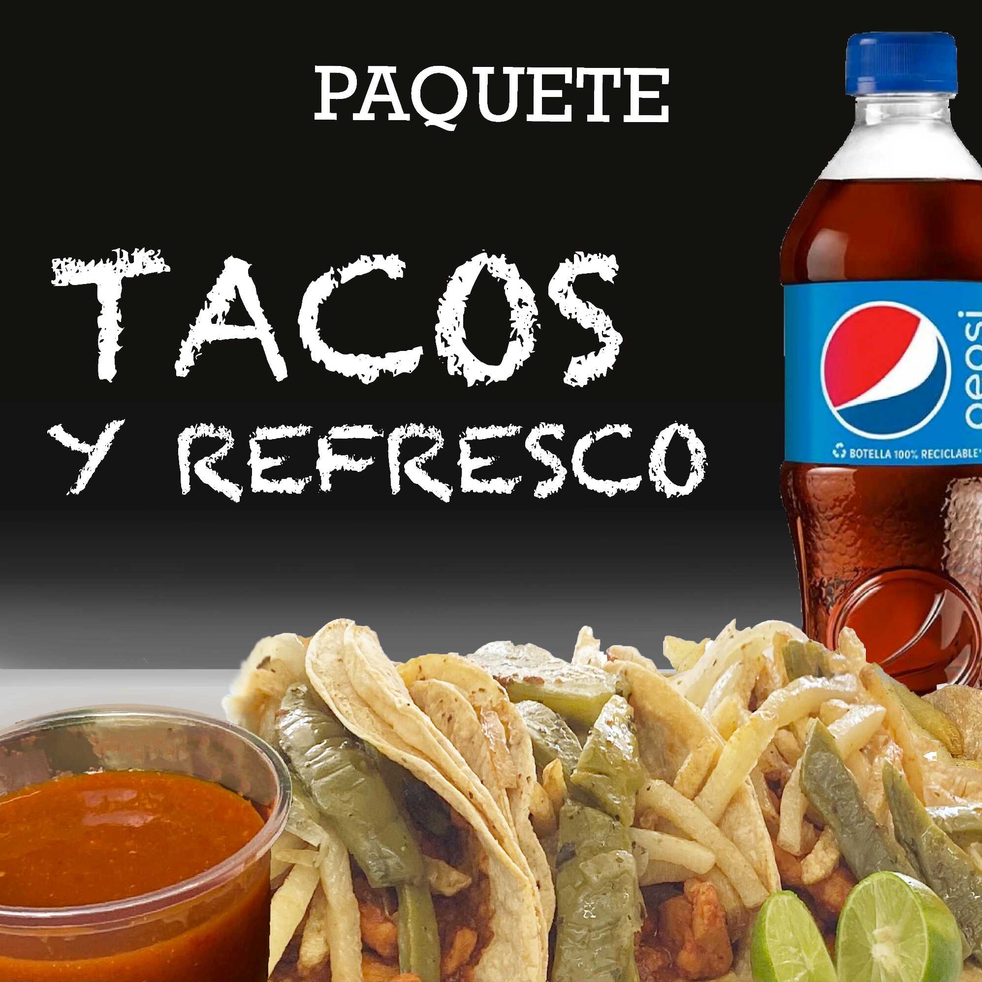 Paque-compartas 9 Tacos + 2 Refrescos