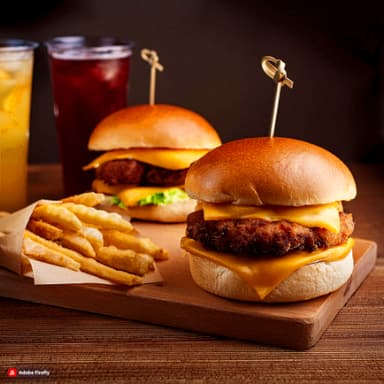 Burger Súper Quesos X2 con Papas y Bebidas