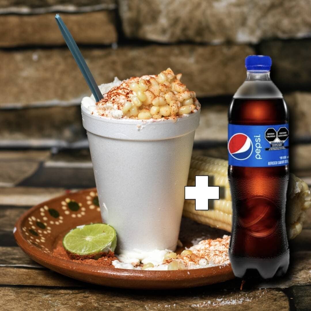 Elote en Vaso Grande + Refresco 400 Ml