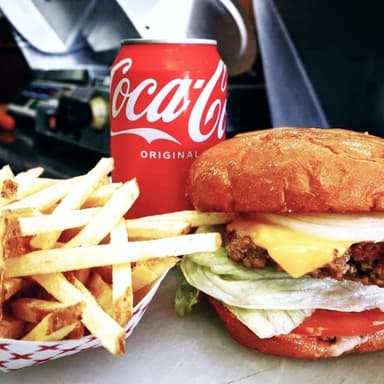 Hamburguesa Queso+Papas+Soda
