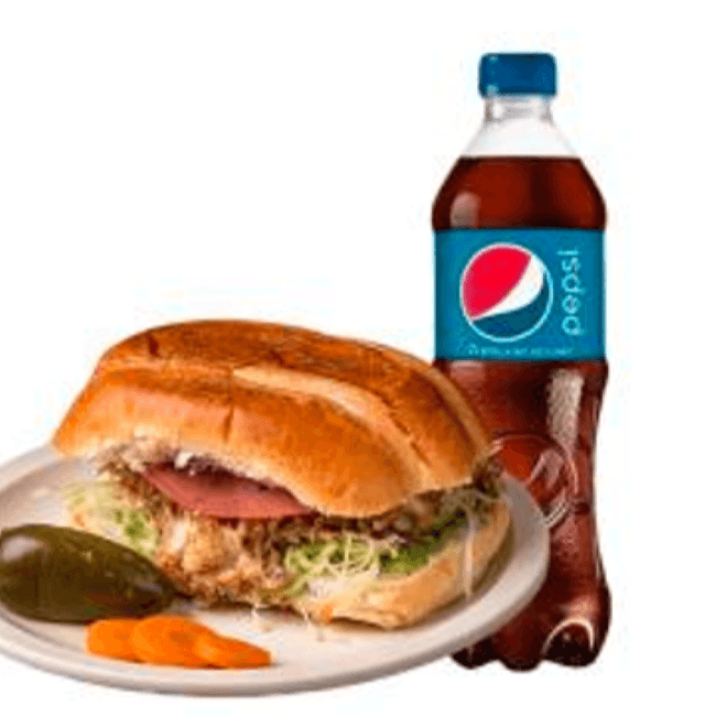Promo Torta de pierna de puerco + refresco 600 ml