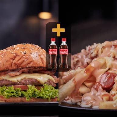 Burger D'Kché + Papas D'Kché + 2 Coca Cola