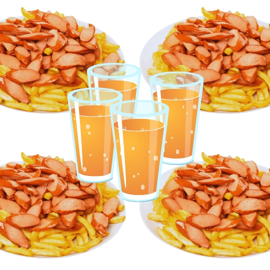 4 Salchipapas Clásica + 4 Bebidas Gratis