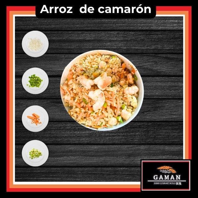 Arroz frito camarón.