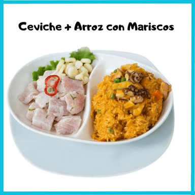 Ceviche + Arroz con Mariscos