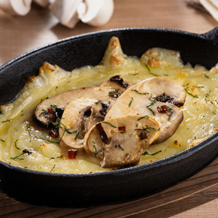 QUESO FUNDIDO CON CHAMPIÑONES