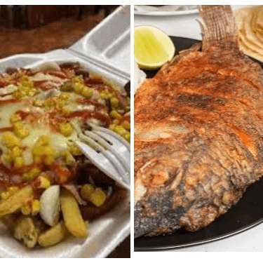 salchipapas especial con todo +mojarra frita