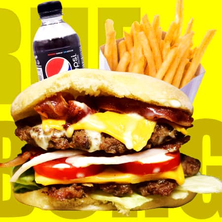 Hamburguesa Doble Americana+Papas+Refresco