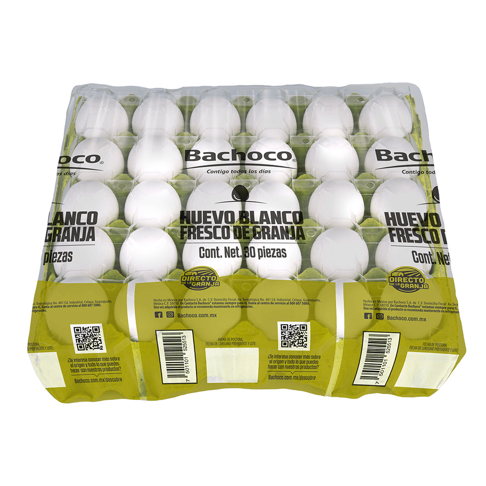 Huevo Blanco Emplayado 30 Pzas BACHOCO