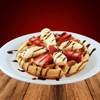Waffle con Fruta 1 Pz Miel de Maple