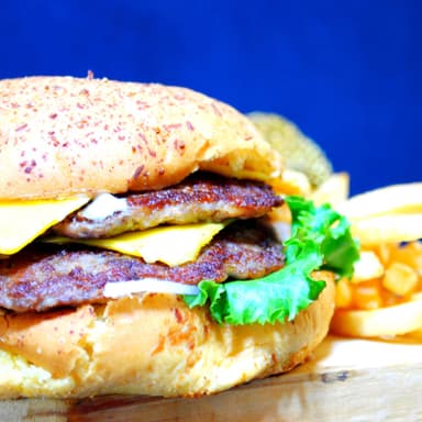 Hamburguesa Doble Suprema de Res con Queso y Papas