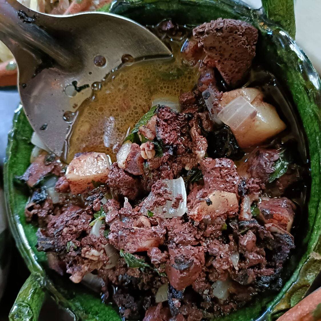 Taco de moronga (3) + café