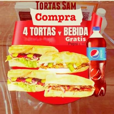 4 tortas  + Pepsi GRATIS 1.5L
