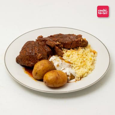 Cabeza de Lomo de Cerdo Marinado con Papa Cambray