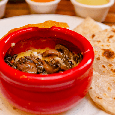 Cazuelita de Queso Fundido con Champiñones