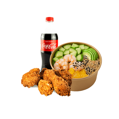 Poke Bowl  + 2 alitas + Gaseosa