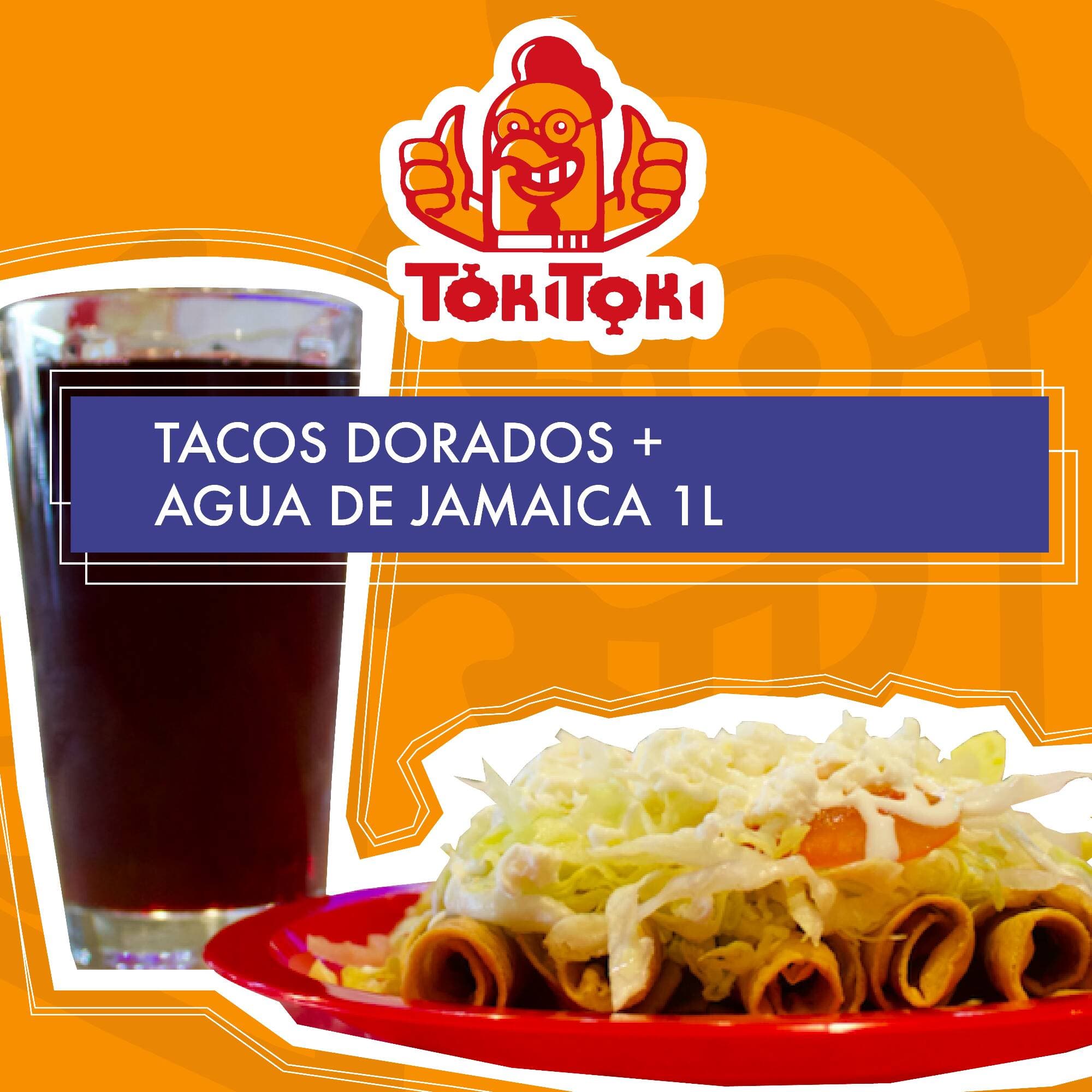 Combo Tacos Dorados con Agua de Jamaica