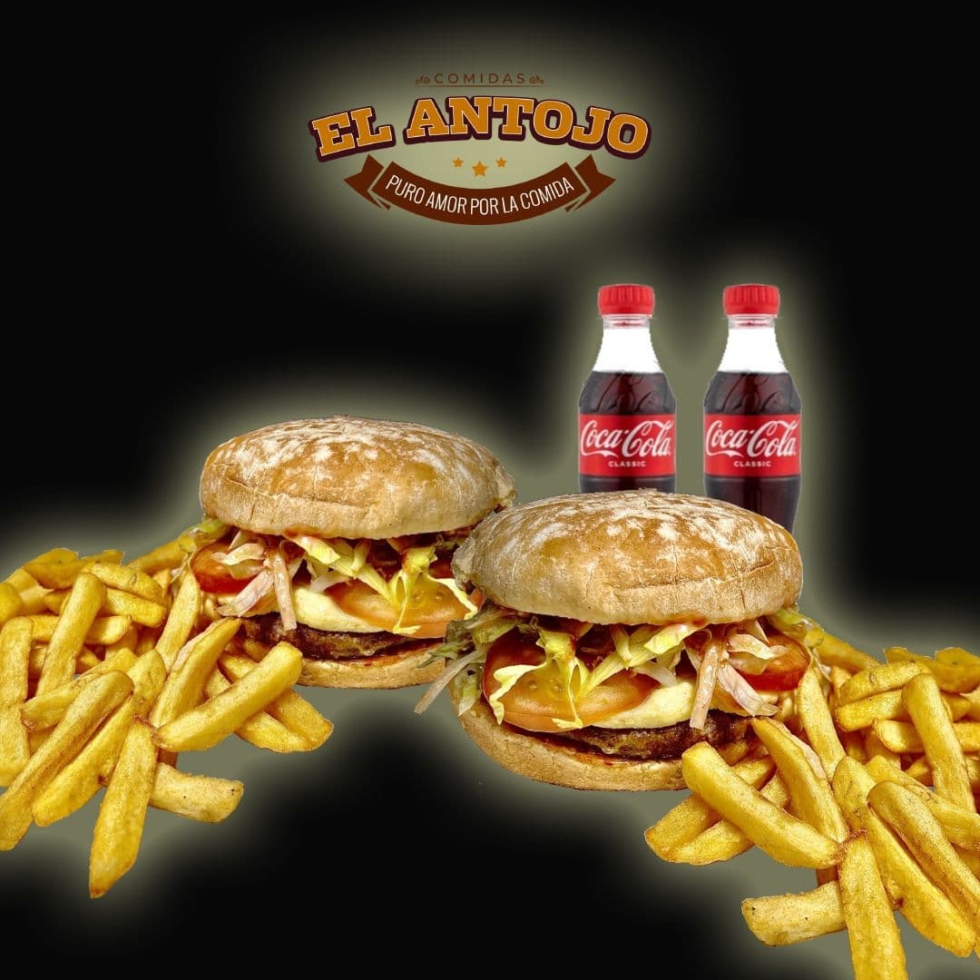 2 Hamburguesa + Papas + Coca Cola