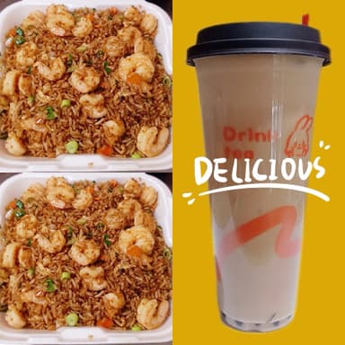 2 ARROZ CON CAMARON Y 1BOBA TEA